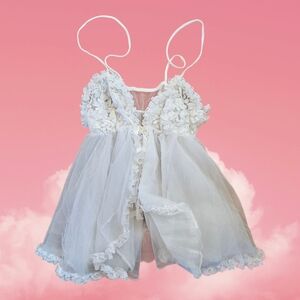 White Lace Trimmd Babydoll Nightie
